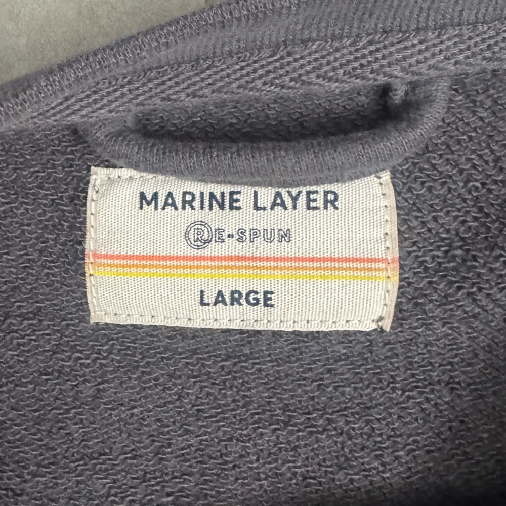 Marine Layer Colorblock Crewneck Sweatshirt Men’s Large Navy Pink White Coral - Picture 2 of 4
